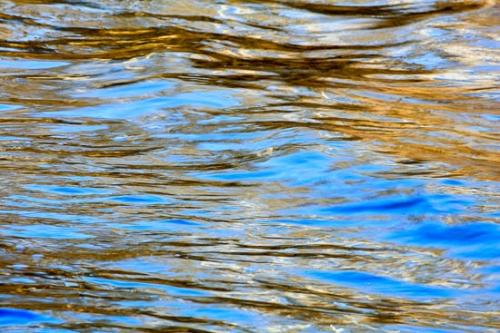 Abstract;Abstraction;Blue;Gold;Mirror;Modern;Nature;Oneness;Orange;Pattern;Reflection;Reflections;Ripple;River;Shape;Stream;Water;Waves;Yellow;botanicals;contemporary;contemporary art;flowing;modern art;zen